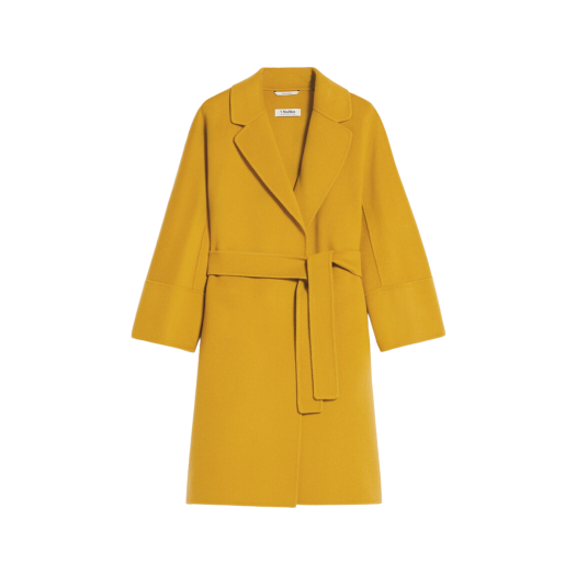 (W) S Max Mara Arona Short Wool Coat Ochre