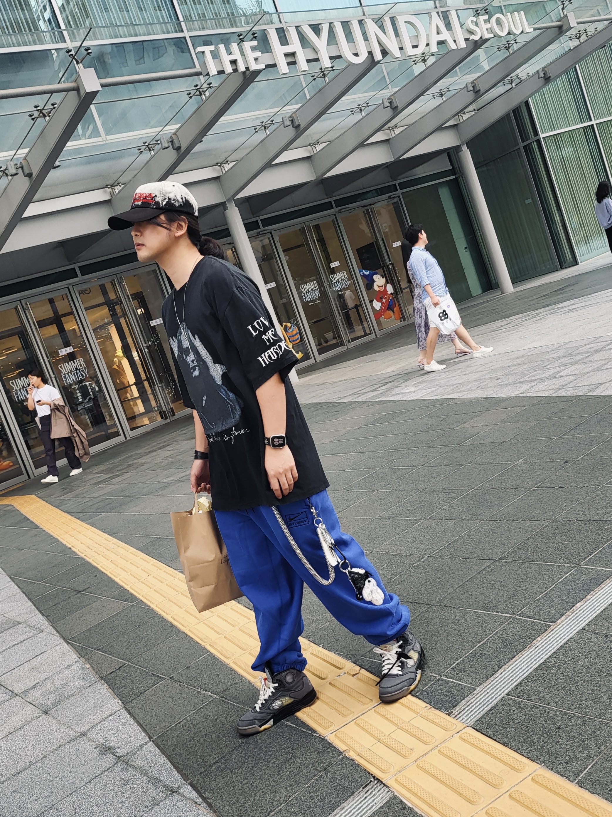 ETCE Fadeout Cap Black, Project G/R Crow Worldtour T-Shirt Washed Black 착용 스타일 - 2
