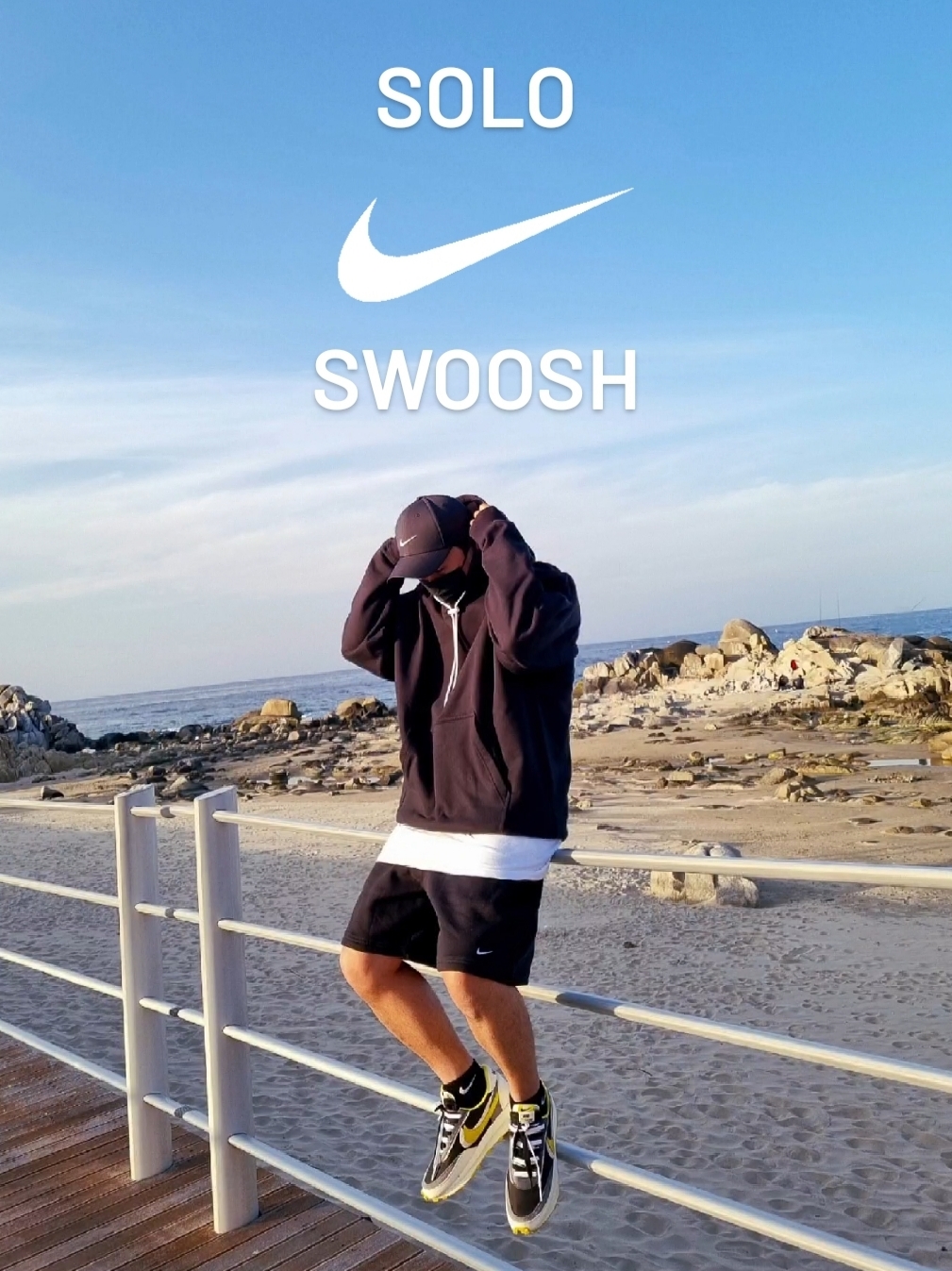 Nike NRG Solo Swoosh Fleece Hoodie Black White - Asia, Nike NRG Solo Swoosh Fleece Shorts Black - Asia 착용 스타일