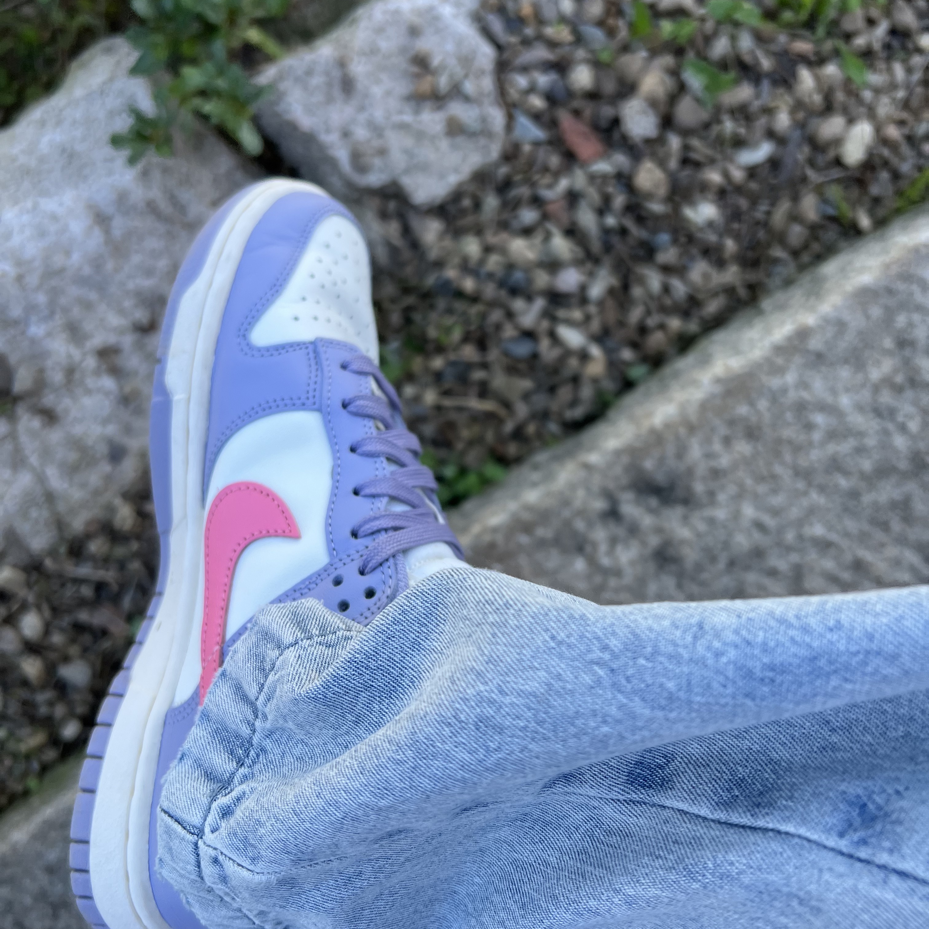(W) Nike Dunk Low Indigo Haze Coral Chalk 착용 스타일