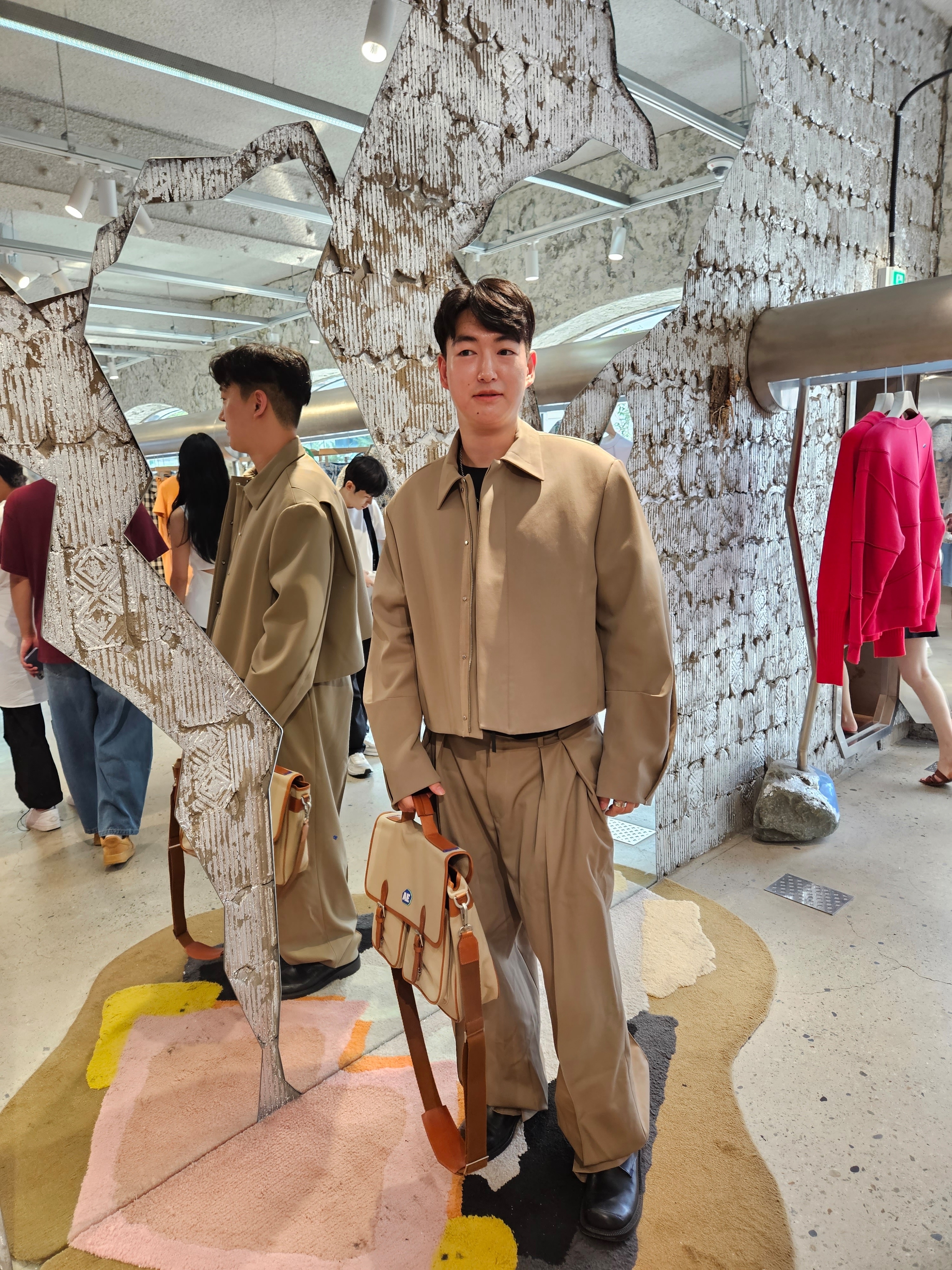 Ader Error Ani Jacket Beige 착용 스타일
