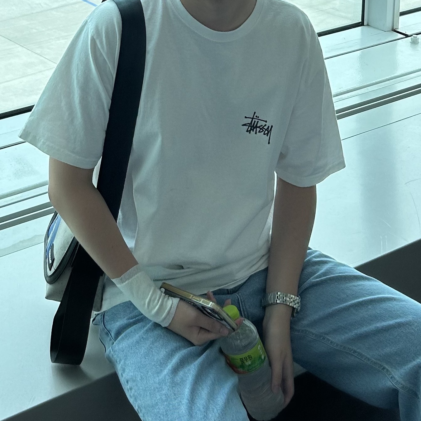 Stussy Melted T-Shirt White 착용 스타일