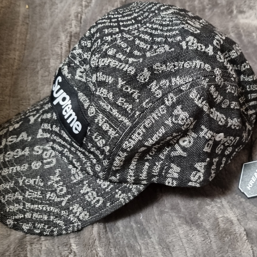 Supreme Circles Jacquard Denim Camp Cap Black - 21FW 착용 스타일 - 2