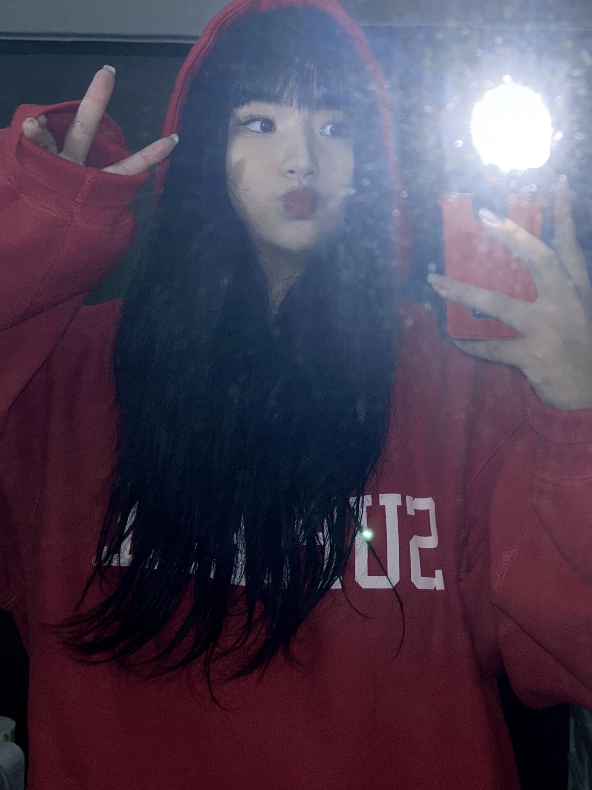 Supreme Varsity Hooded Sweatshirt Red - 23FW 착용 스타일 - 1