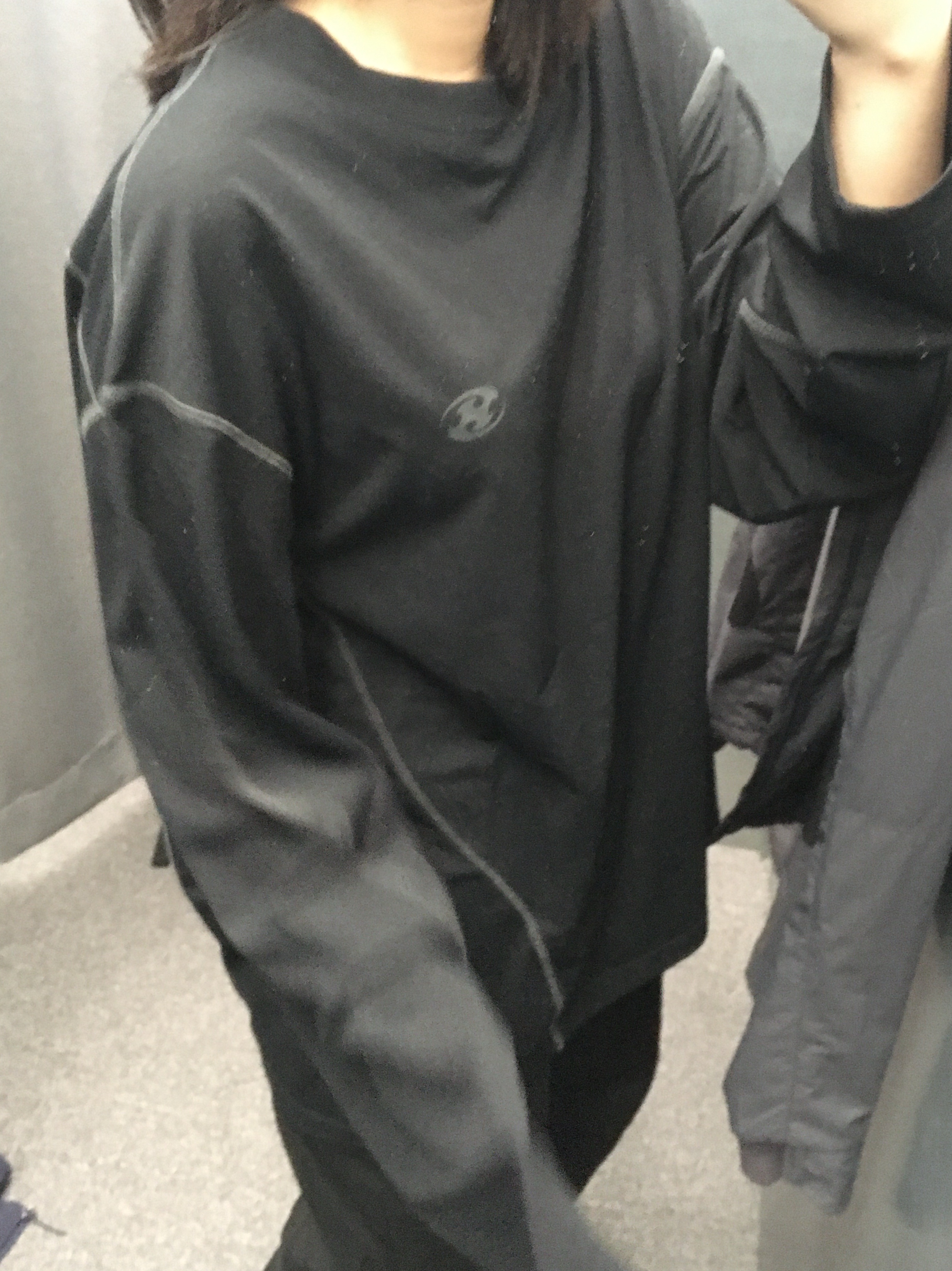 Sansan Gear Stitch Long Sleeves Black - 23FW, Sansan Gear Eclipse Pocket Jacket Blue Charcoal - 23FW 착용 스타일 - 2