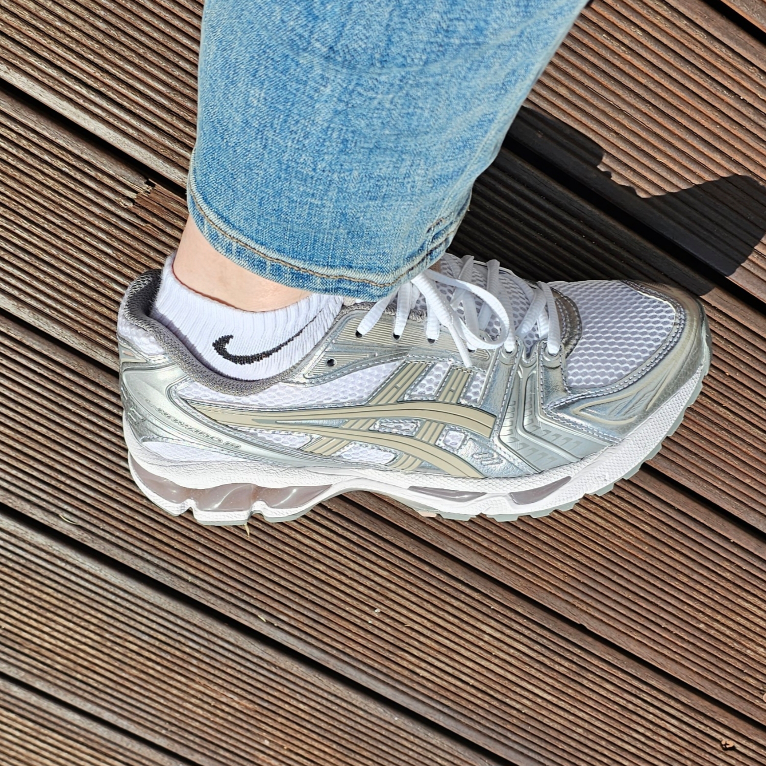 (W) Asics Gel-Kayano 14 White Moonrock 착용 스타일 - 1