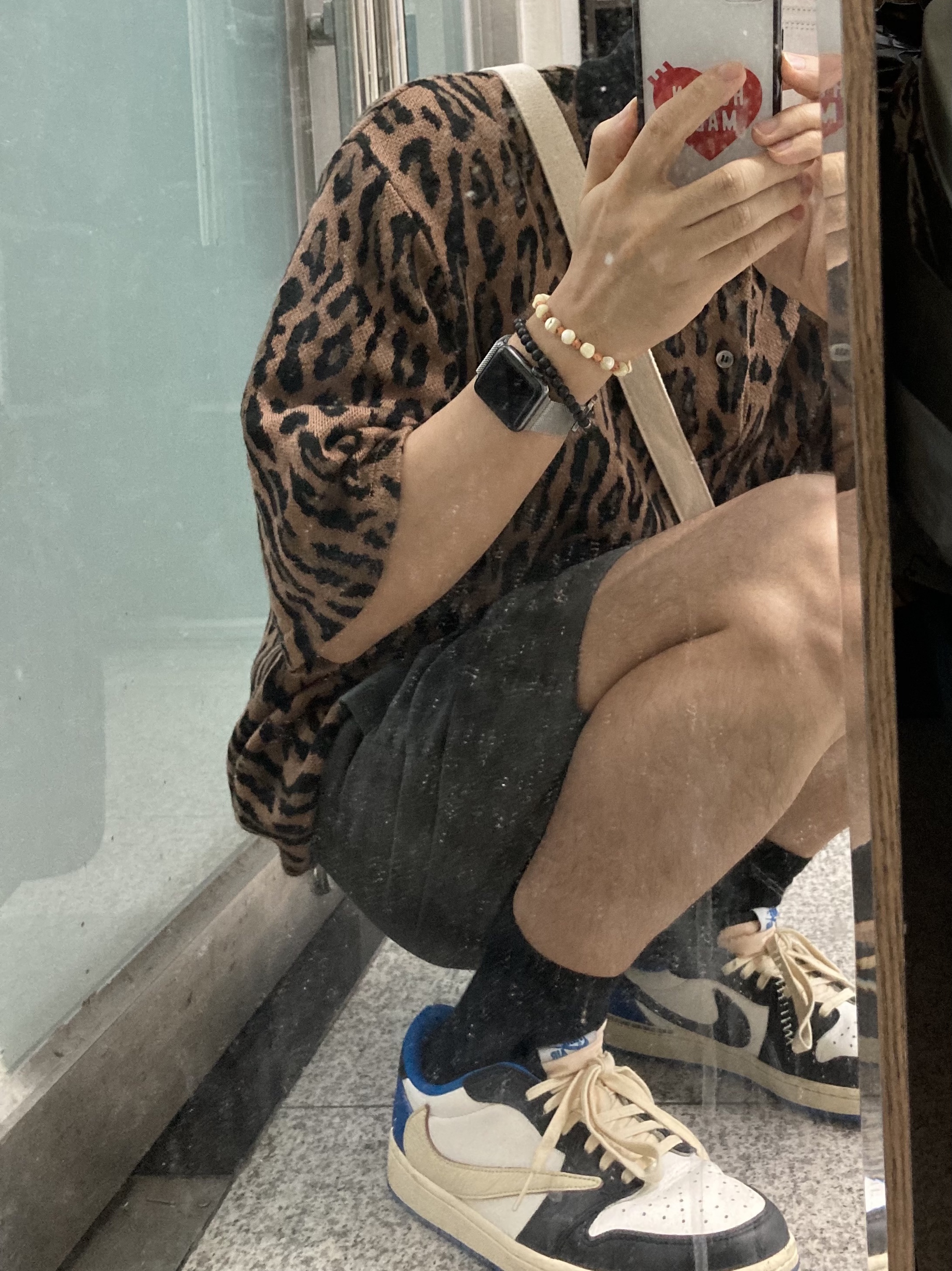 Jordan 1 x Travis Scott x Fragment Retro Low OG SP Military Blue 착용 스타일