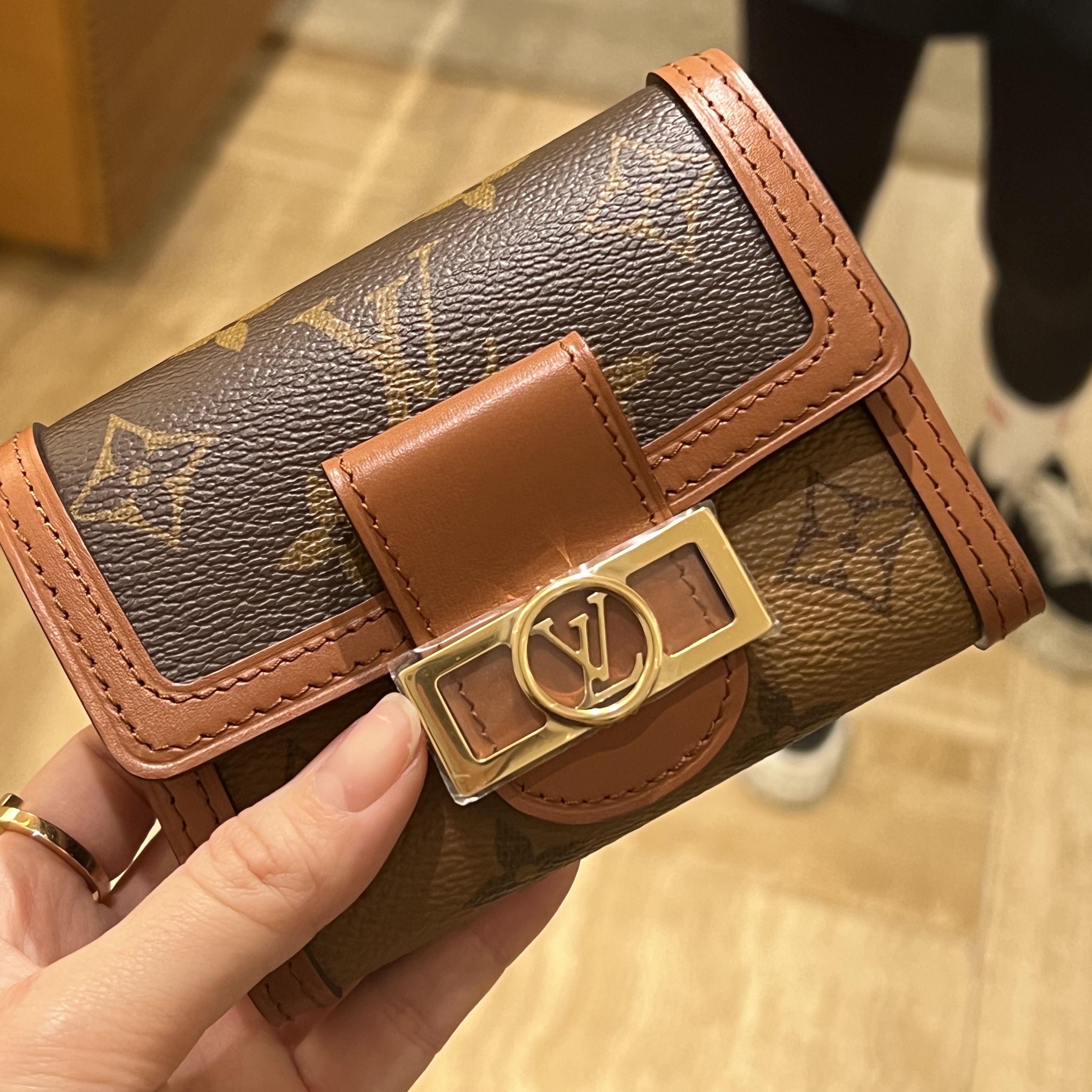 Louis Vuitton Dauphine Compact Wallet Monogram and Monogram Reversed 착용 스타일 - 1