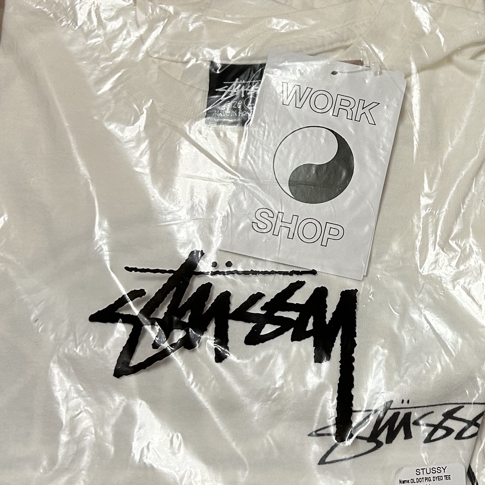 Stussy x Our Legacy Work Shop Dot Pigment Dyed T-Shirt Natural 착용 스타일