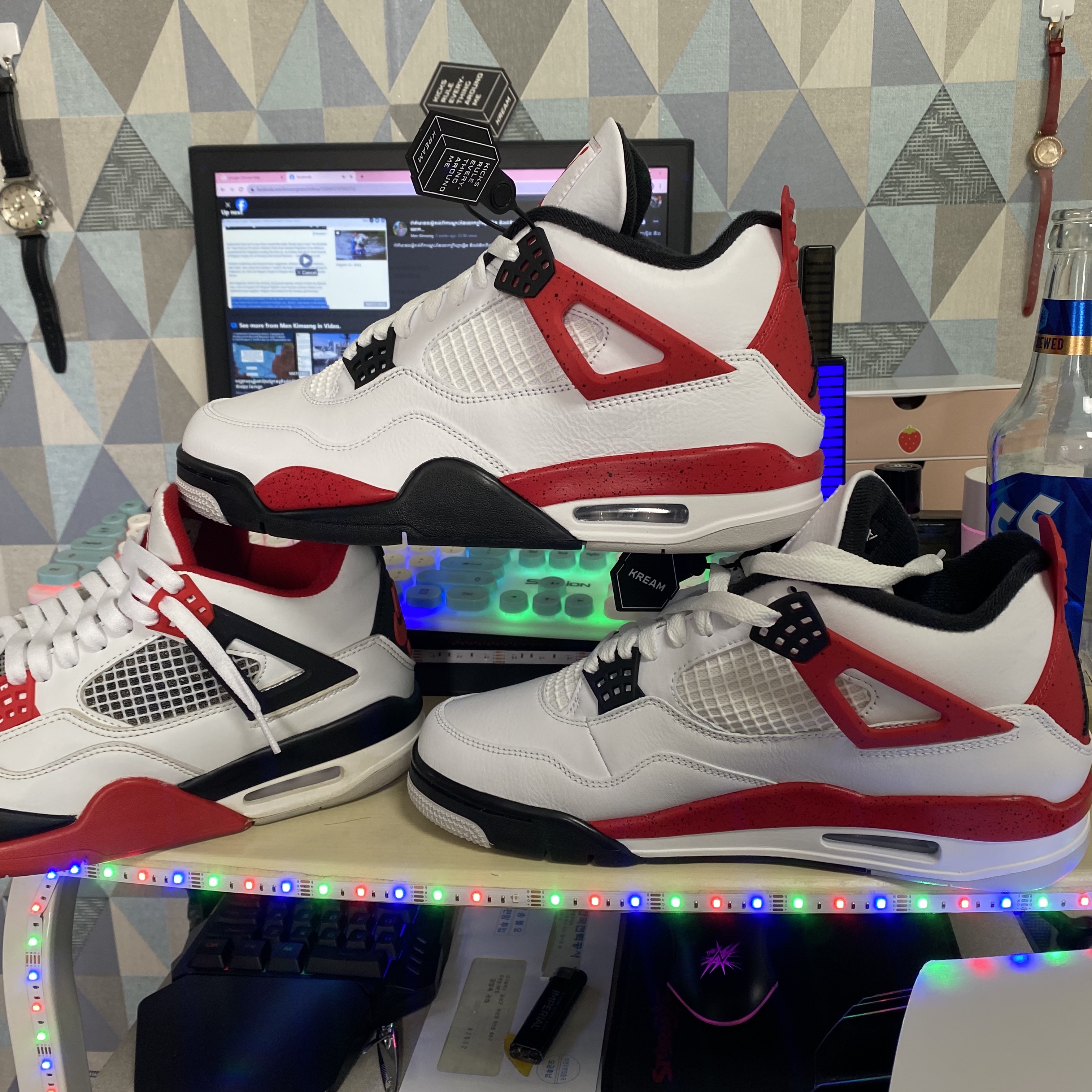 Jordan 4 Retro Red Cement, Jordan 4 Retro OG Fire Red 2020 착용 스타일 - 1