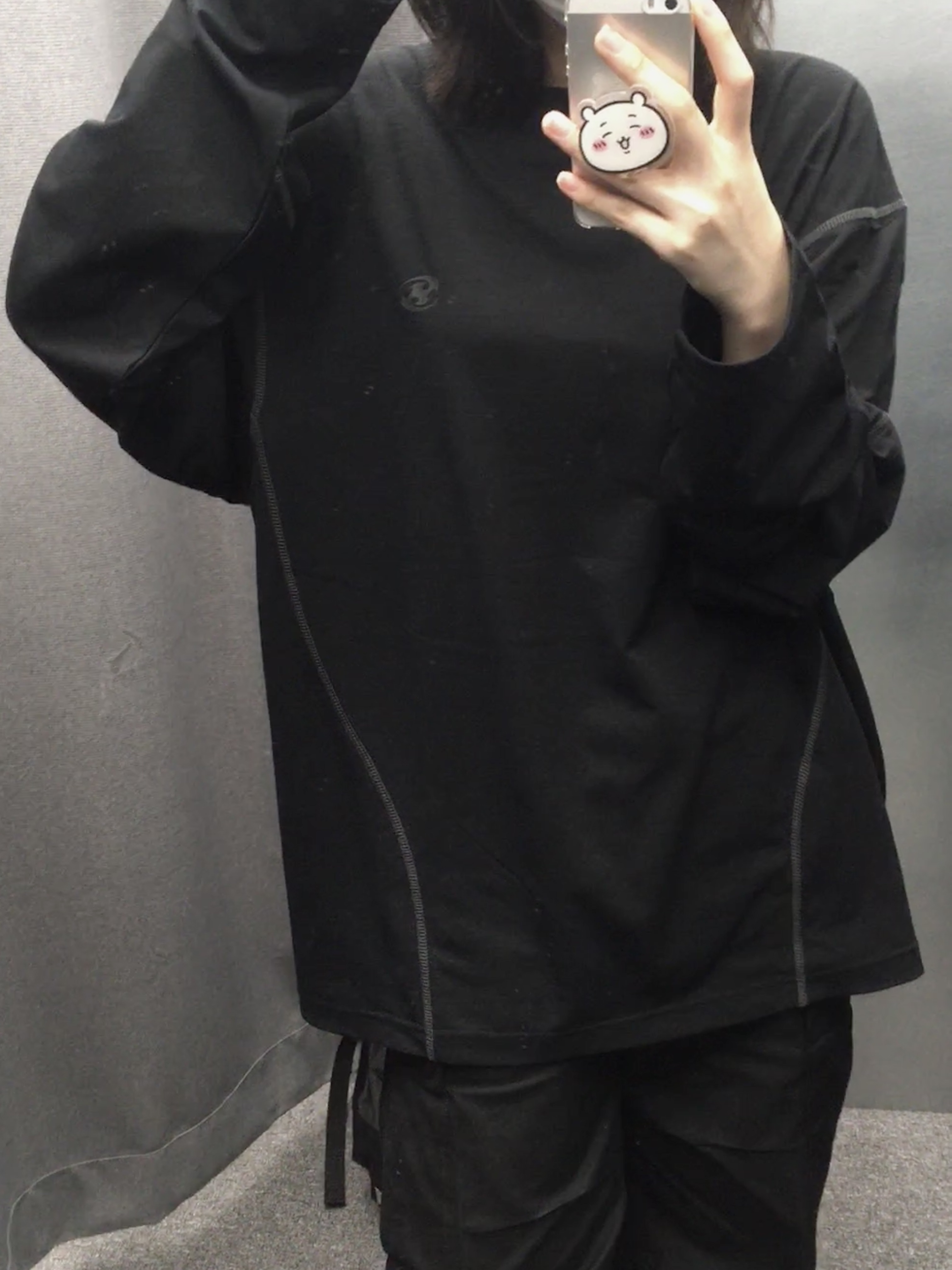 Sansan Gear Stitch Long Sleeves Black - 23FW, Sansan Gear Eclipse Pocket Jacket Blue Charcoal - 23FW 착용 스타일 - 1