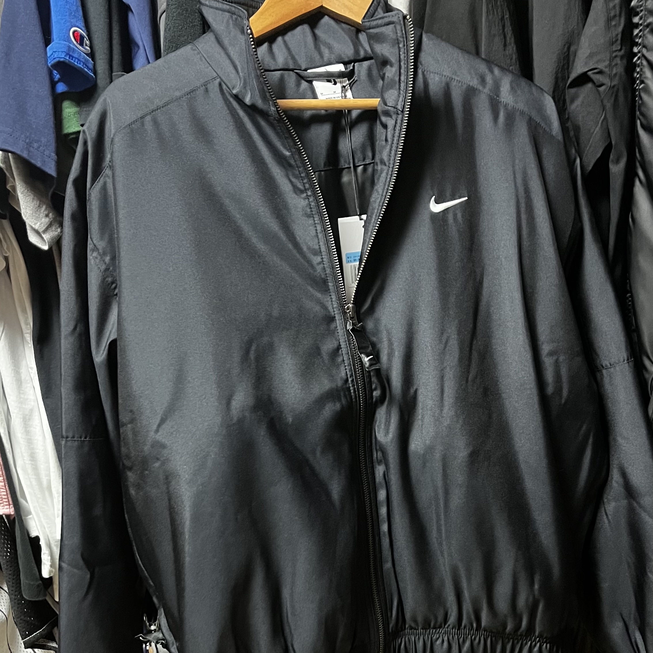 Nike NRG Solo Swoosh Satin Bomber Jacket Black - Asia 착용 스타일