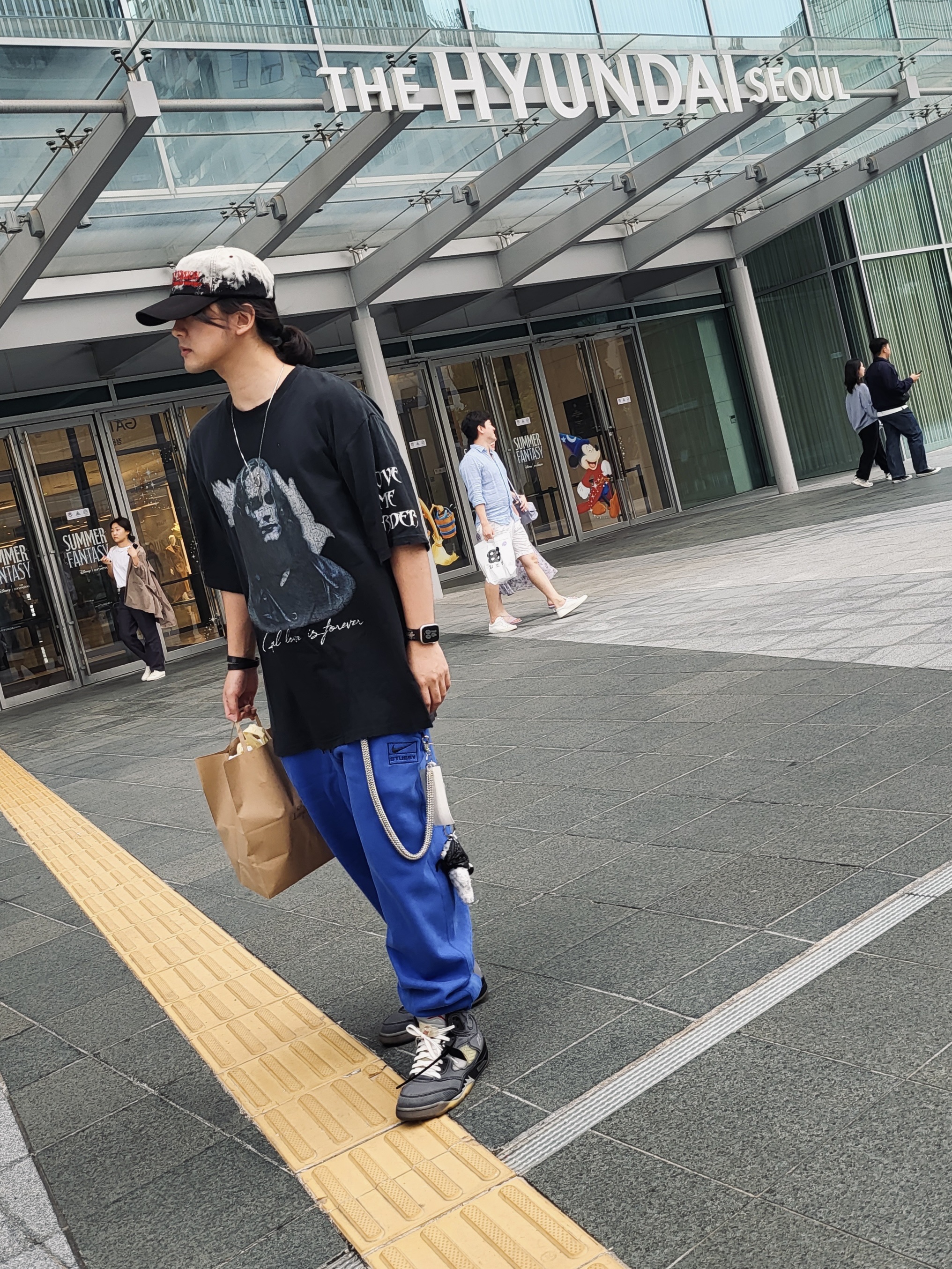 ETCE Fadeout Cap Black, Project G/R Crow Worldtour T-Shirt Washed Black 착용 스타일 - 1