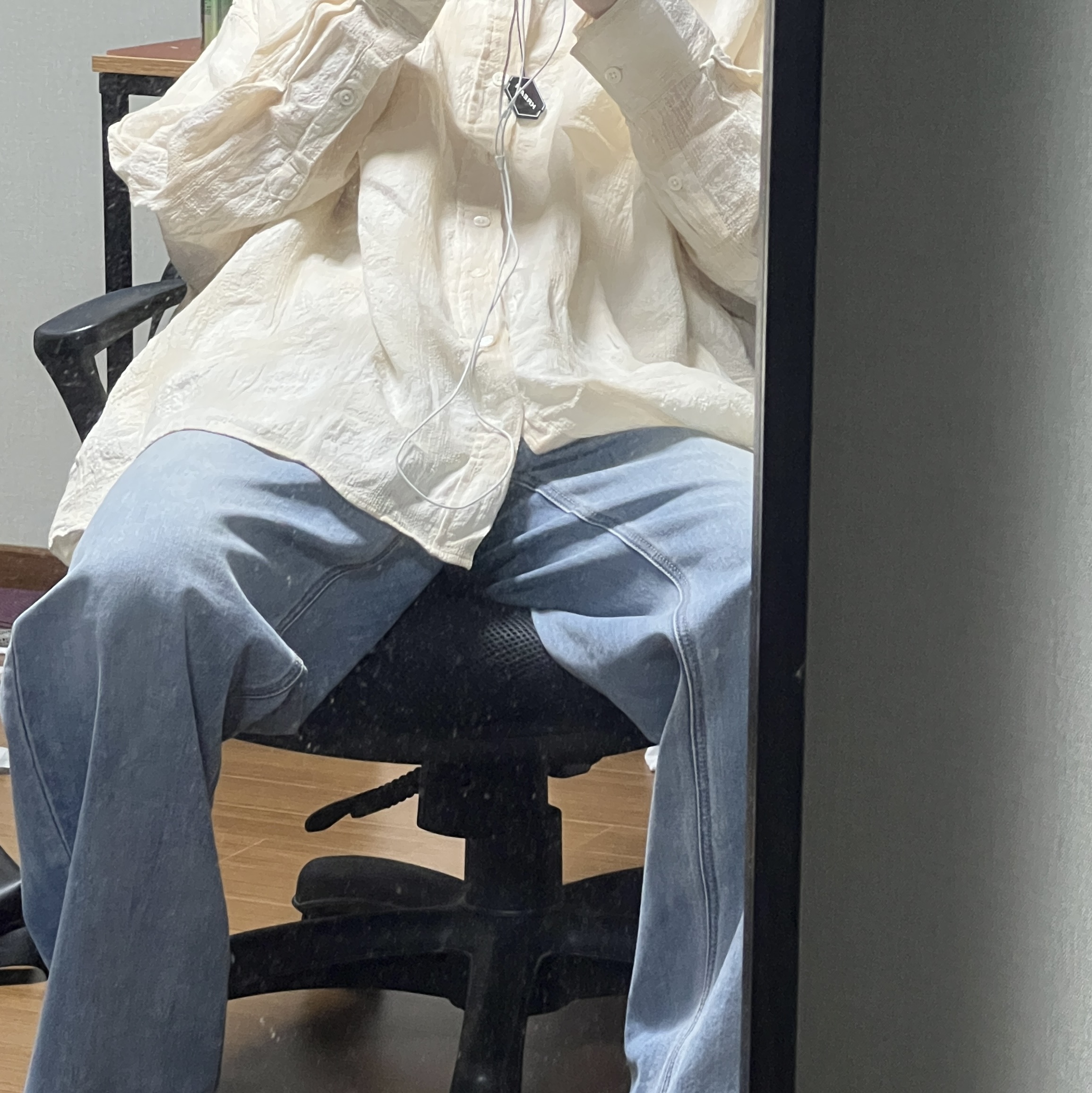 Our Legacy Borrowed BD Shirt Naturelle Spectral Check 착용 스타일 - 2