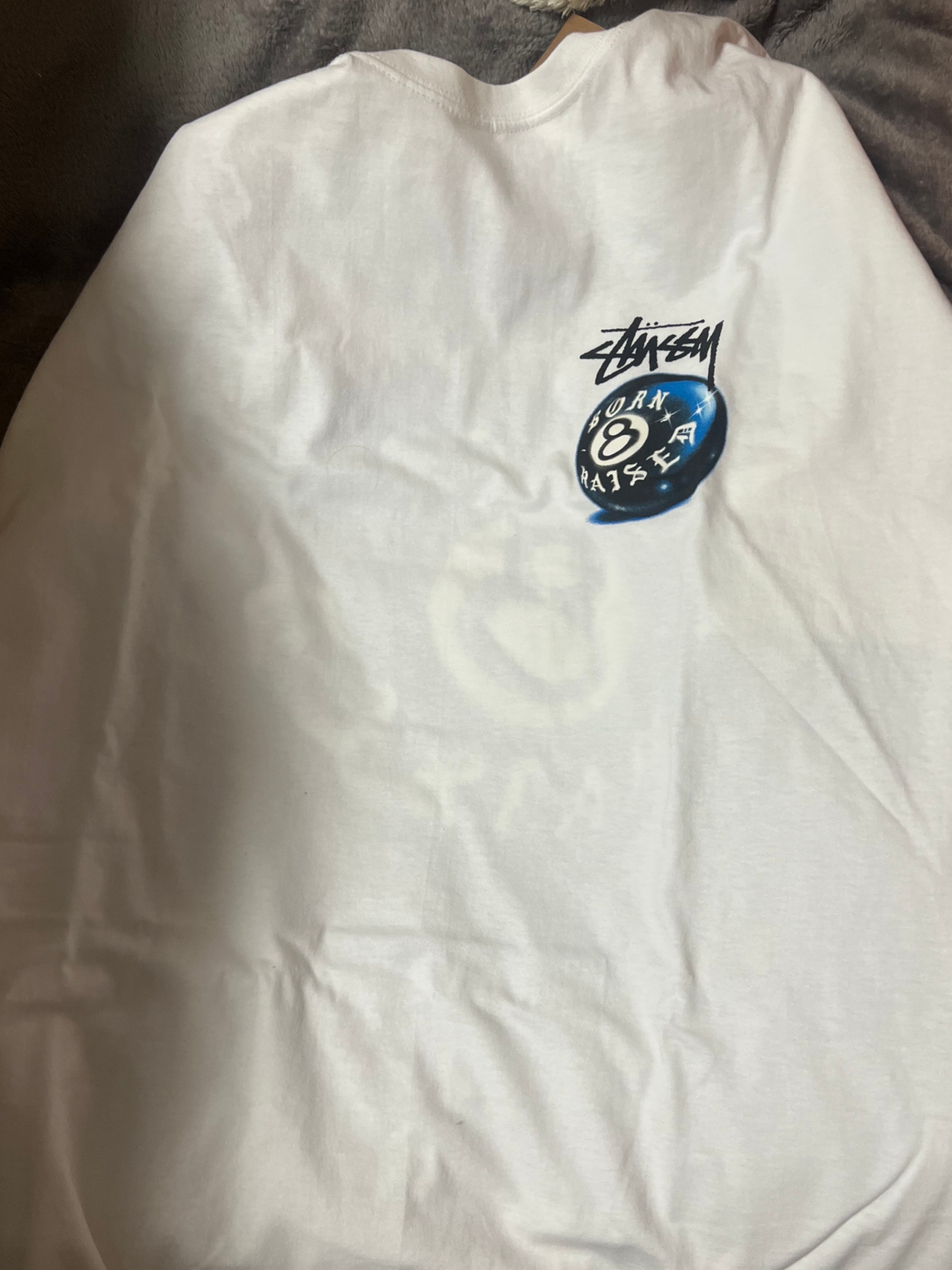 Stussy x Born X Raised 8 Ball T-Shirt White 착용 스타일 - 2
