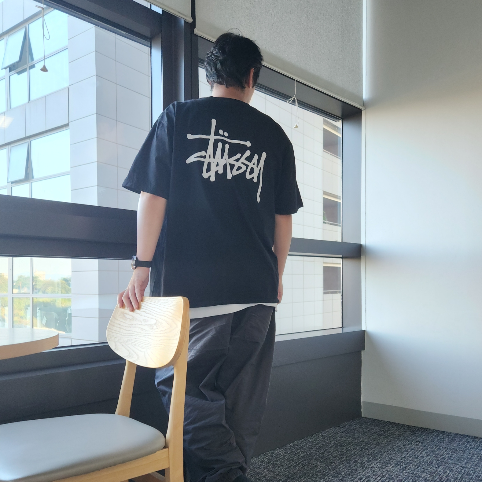 Stussy Basic Stussy Pigment Dyed T-Shirt Black 2023 착용 스타일