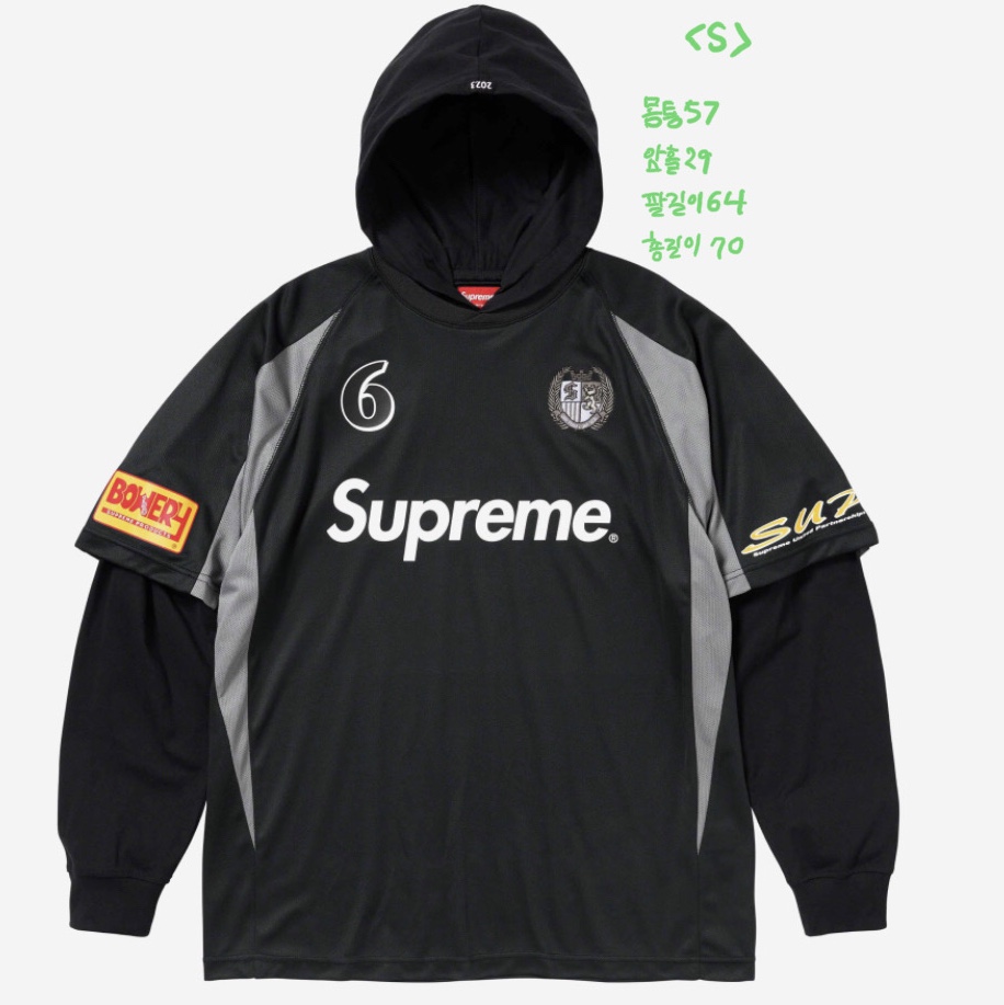 Supreme Hooded Soccer Jersey Black - 23FW 착용 스타일 - 2