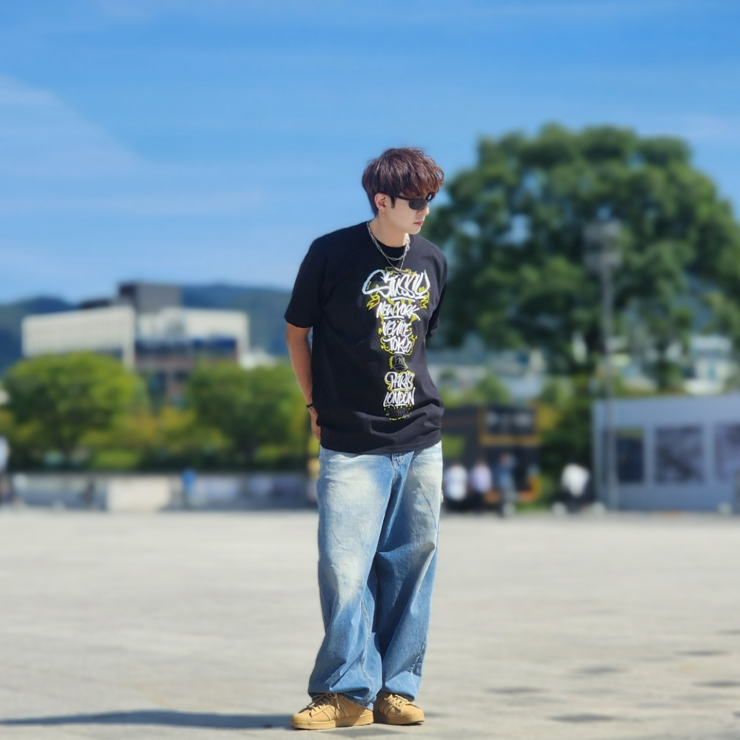 Stussy x Born X Raised Handstyles T-Shirt Black, Adidas Superstar Golden Beige 착용 스타일 - 4