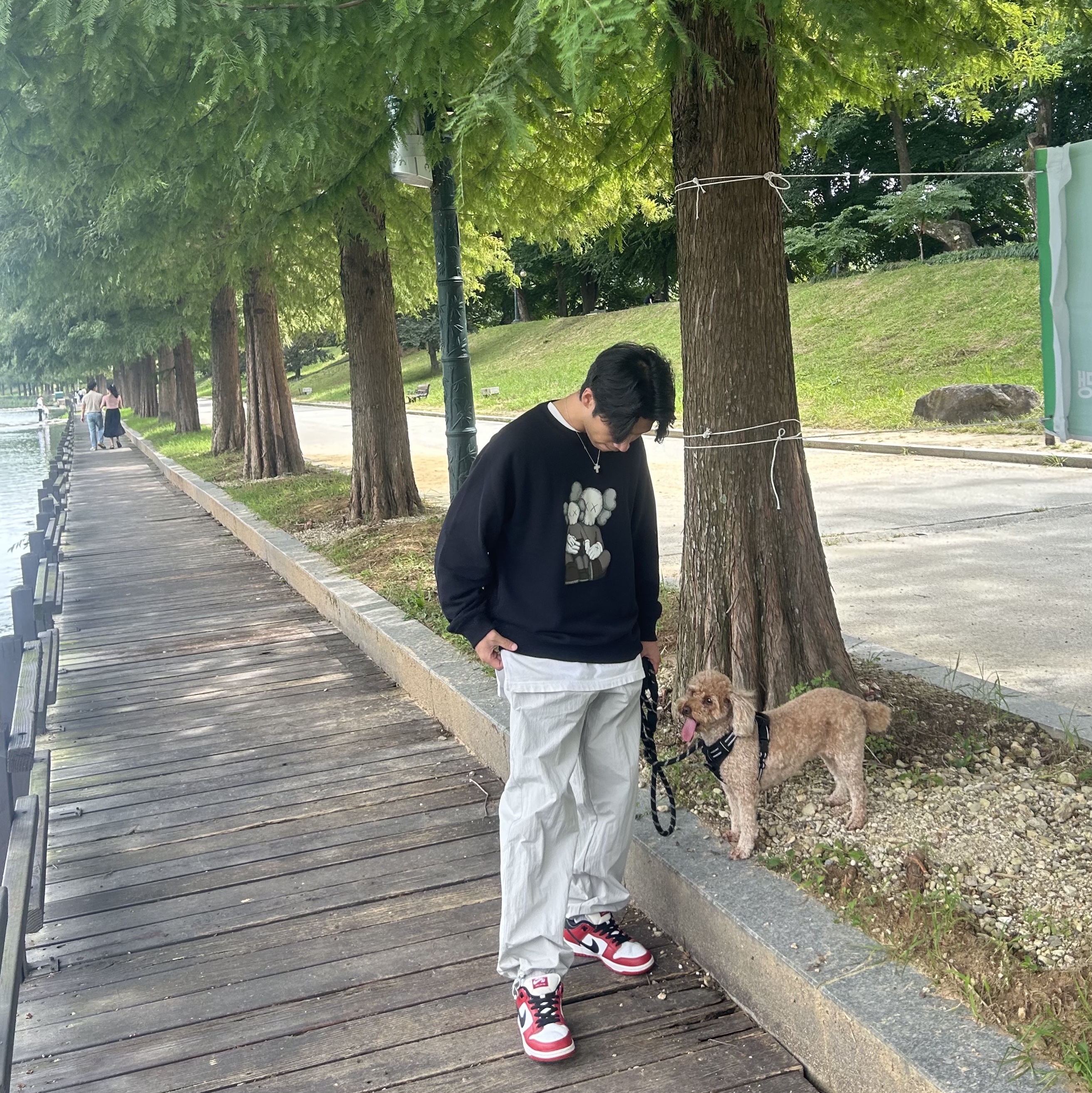 Uniqlo UT x Kaws Long Sleeve Sweatshirt Black, Nike SB Dunk Low Pro Chicago 착용 스타일