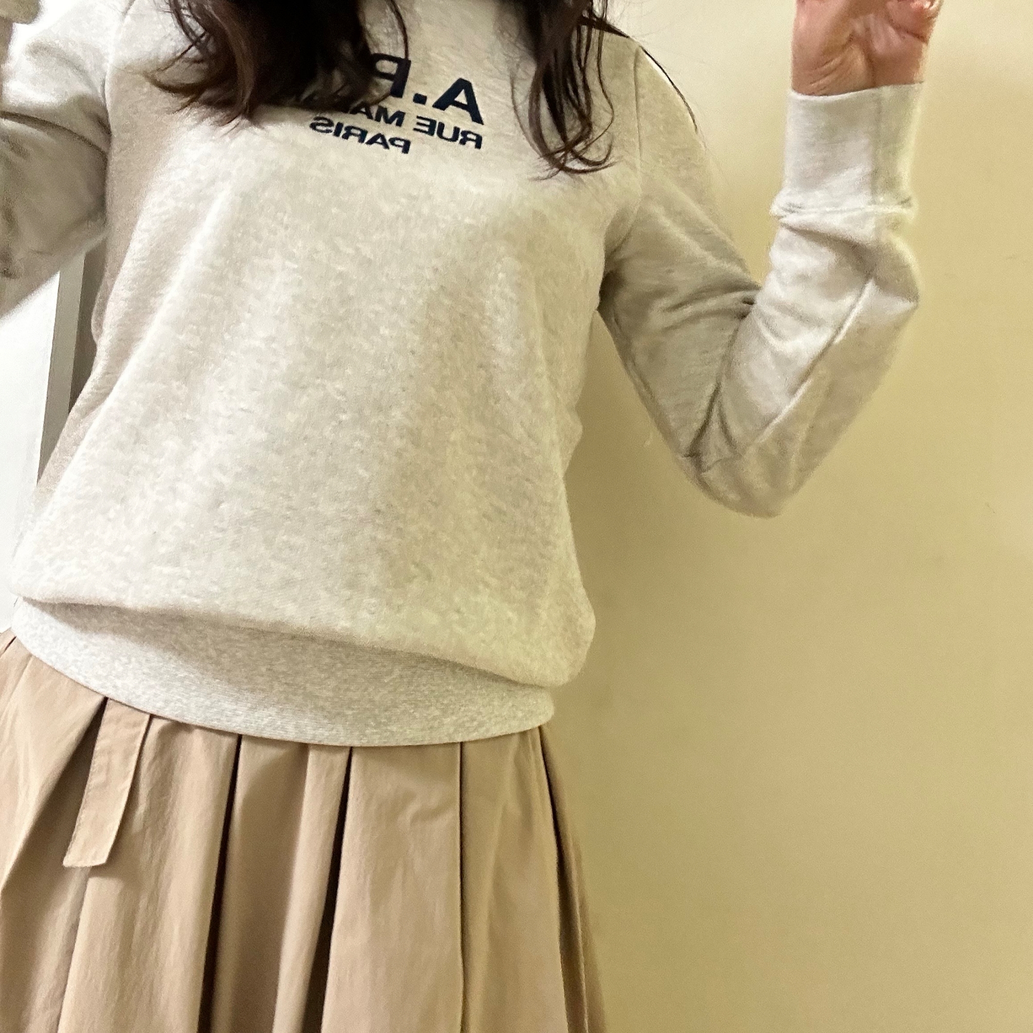 (W) A.P.C. Tina Sweatshirt Grey 착용 스타일 - 3