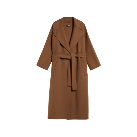 (W) S Max Mara Venice Wool Robe Coat Brown Bronze