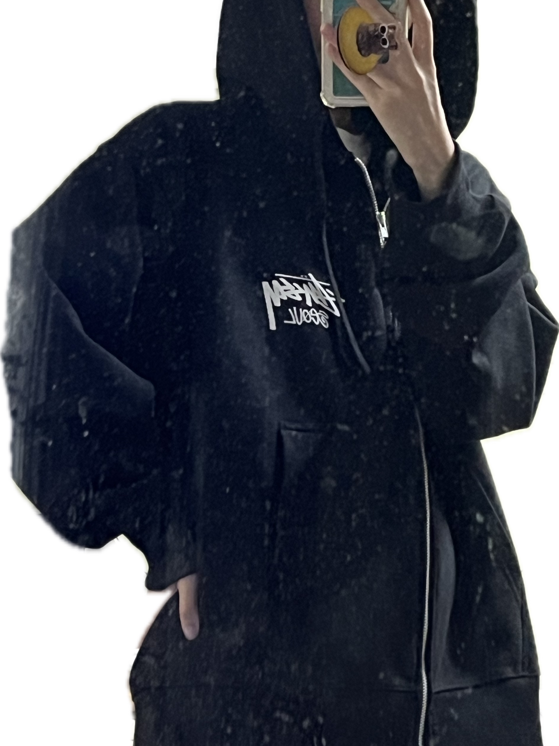 Stussy Stock Seoul Zip Hood Black 2023 착용 스타일 - 2