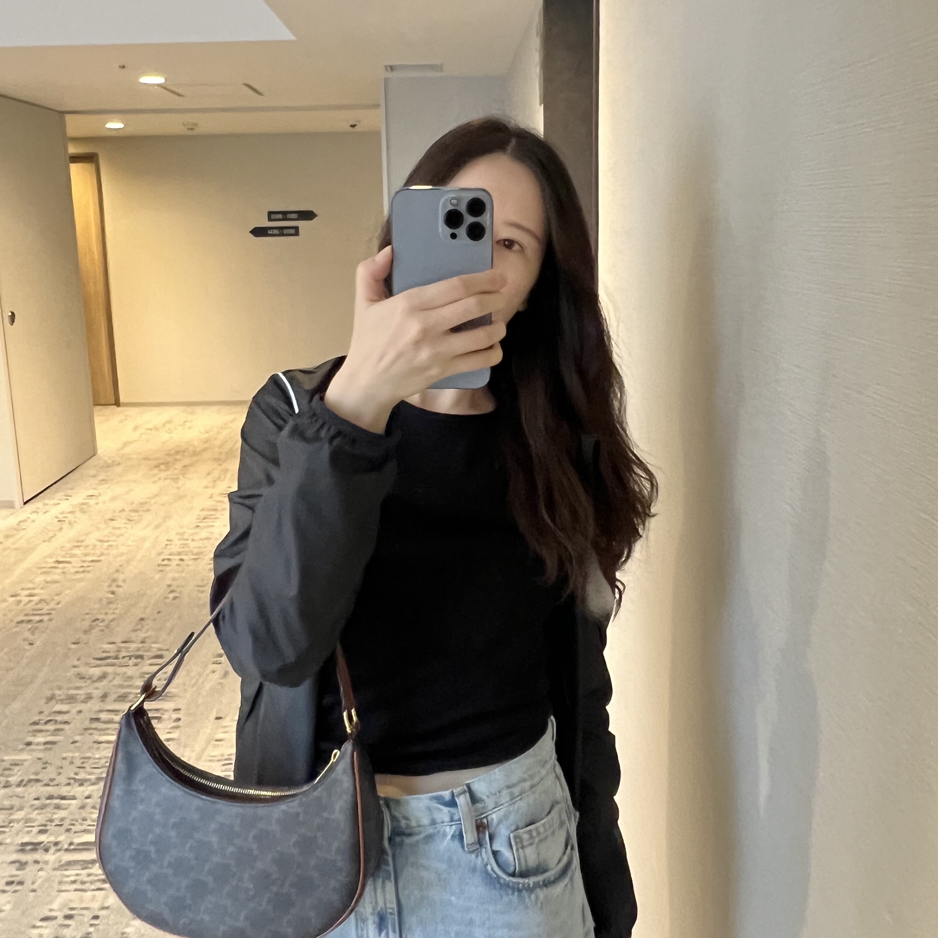 Celine Ava Bag in Triomphe Canvas and Calfskin Tan 착용 스타일 - 1