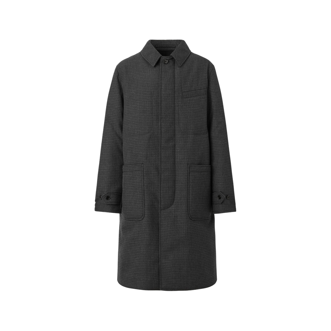 Burberry Micro Check Wool Car Coat Charcoal 상세 이미지 1