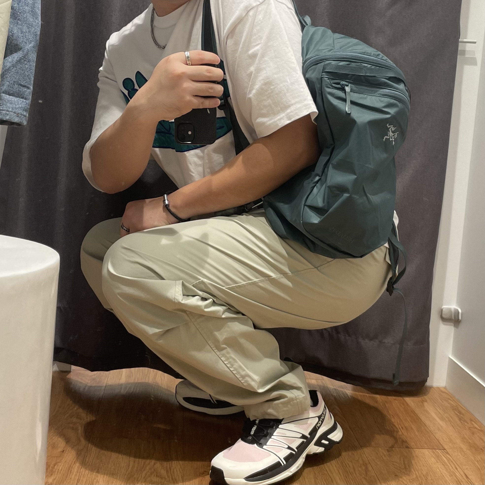 Salomon XT-Wings 2 Cradle Pink, Arc'teryx Heliad 15 Backpack Boxcar 착용 스타일