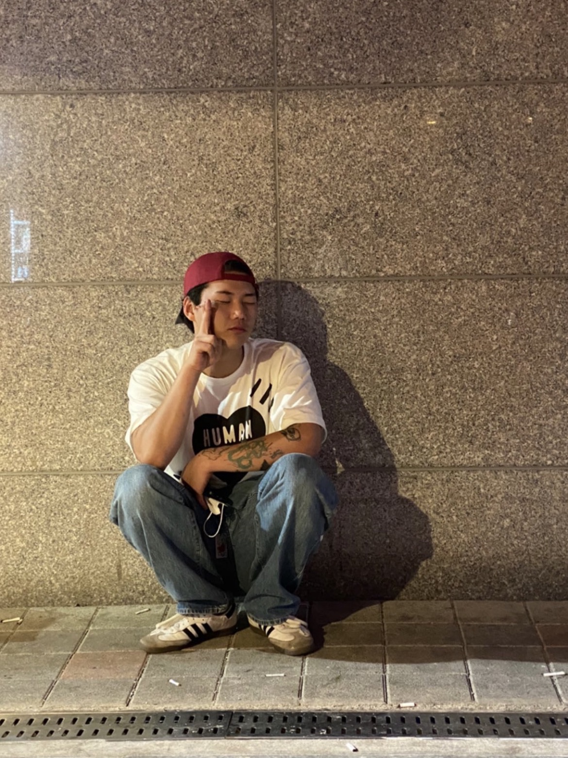 Adidas Samba OG Cloud White, Stussy Denim Big OL' Jean Washed Blue 착용 스타일