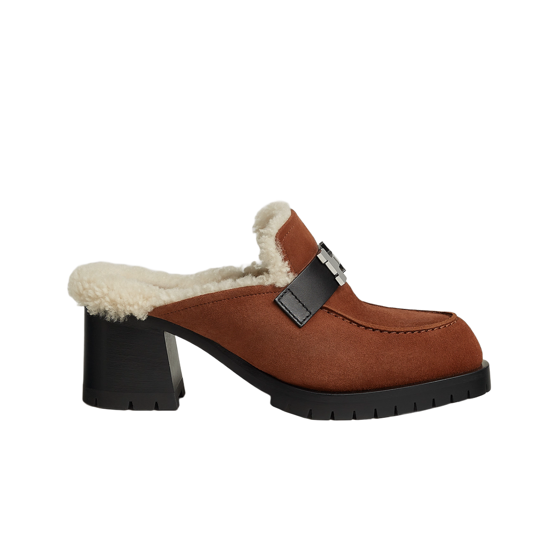 (W) 에르메스 플로레 60 뮬 스웨이드 고트스킨 울스킨 & 팔라듐 하드웨어 멀티꼴로르 골드((W) Hermes Flore 60 Mule Suede Goatskin Woolskin & Palladium Multicolore Gold) - 1