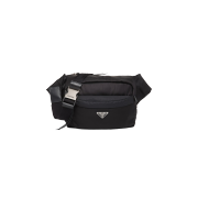 Prada Re-Nylon Leather Shoulder Bag Black
