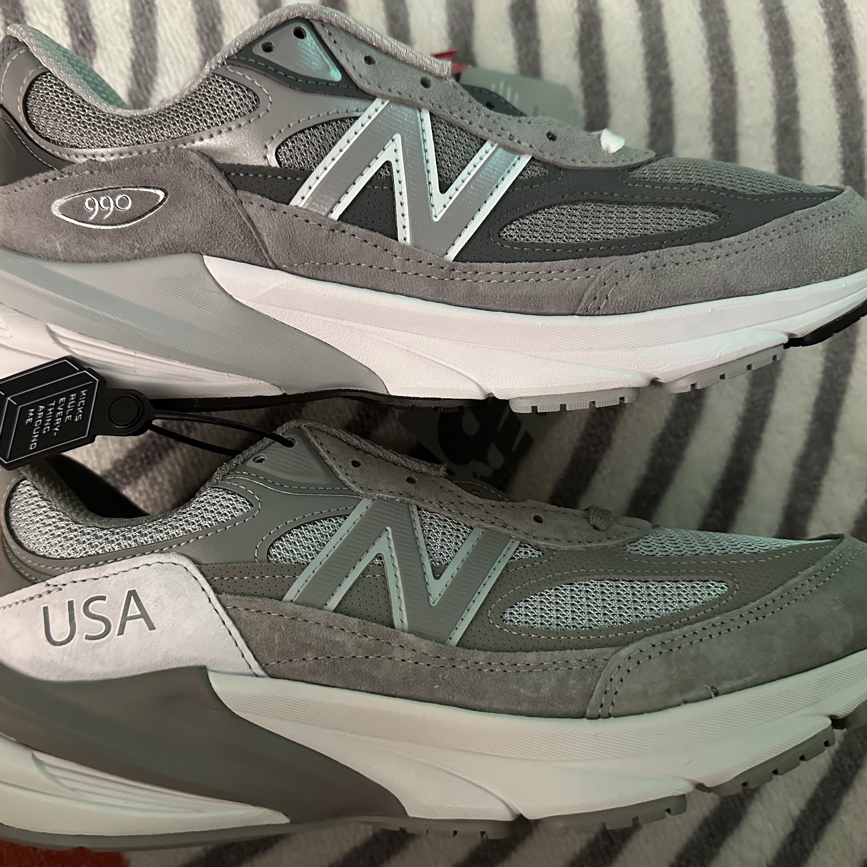 New Balance x WTAPS 990v6 Made in USA Moon Mist Mirage Gray, New Balance 990v6 Made in USA Grey - D Standard 착용 스타일 - 2