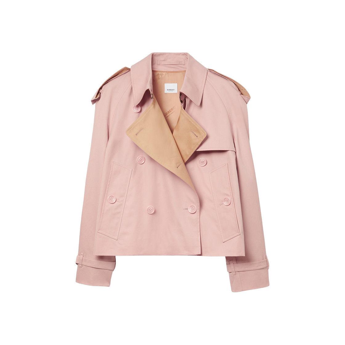 (W) Burberry Cotton Gabardine Cropped Trench Coat Sorbet Pink 상세 이미지 1