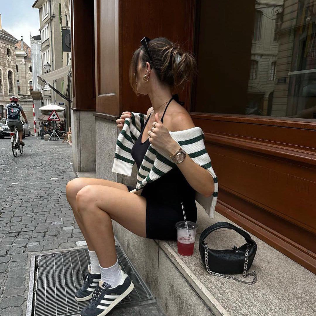 Saint James Meridien Moderne Striped Sailor Shirt Ecru Marine, Greenbutter Women Herringbone Stripe Knit Bolero Black 착용 스타일 - 2