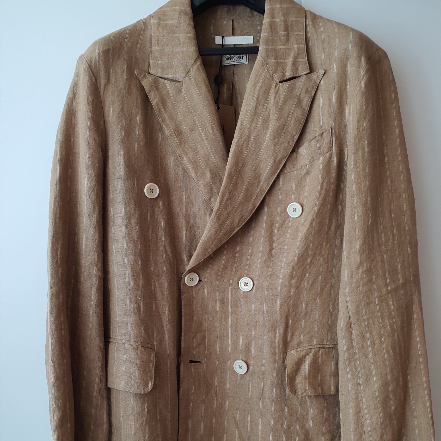 Stussy x Our Legacy Work Shop Unconstructed Blazer Tan Linen 착용 스타일