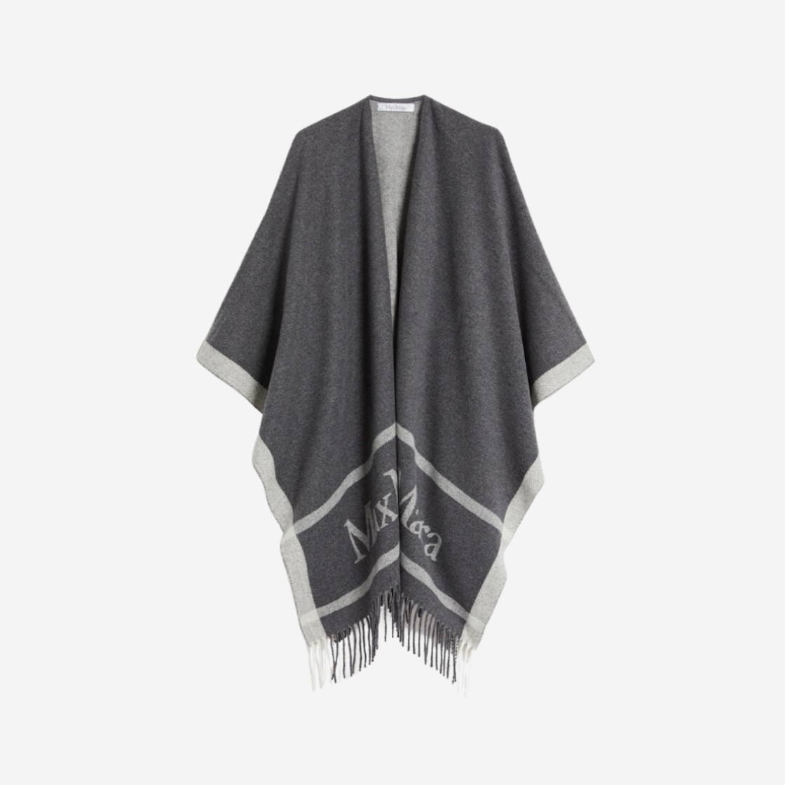 (W) Max Mara Hilde Accessori Jacquard Wool Poncho Light Grey 상세 이미지 1