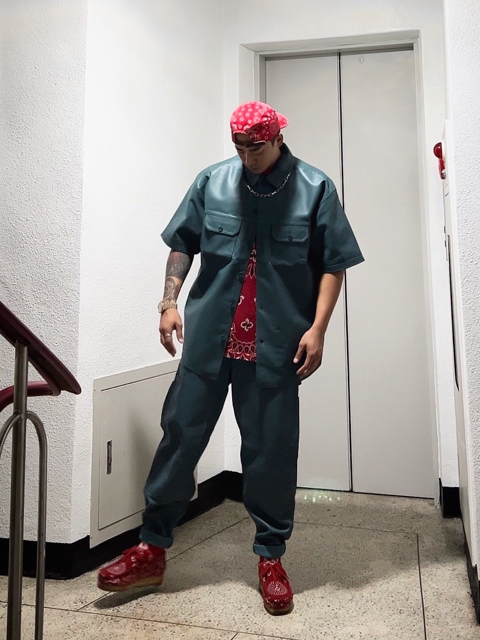 Supreme Bandana Camp Cap Red - 21SS, Supreme Small Box T-Shirt Red Bandana - 21SS 착용 스타일 - 2
