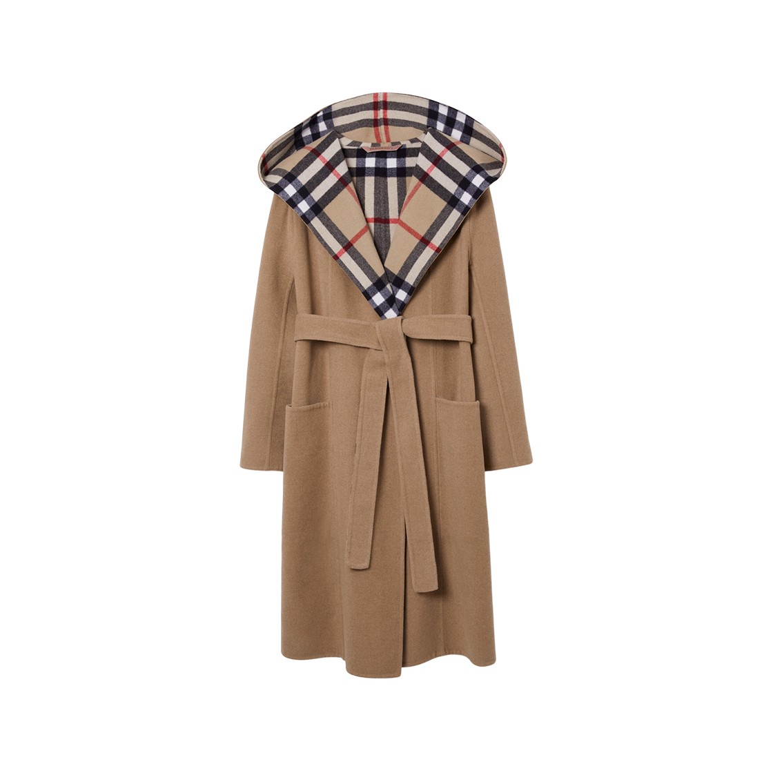 (W) Burberry Wool Hooded Wrap Coat Archive Beige 상세 이미지 1