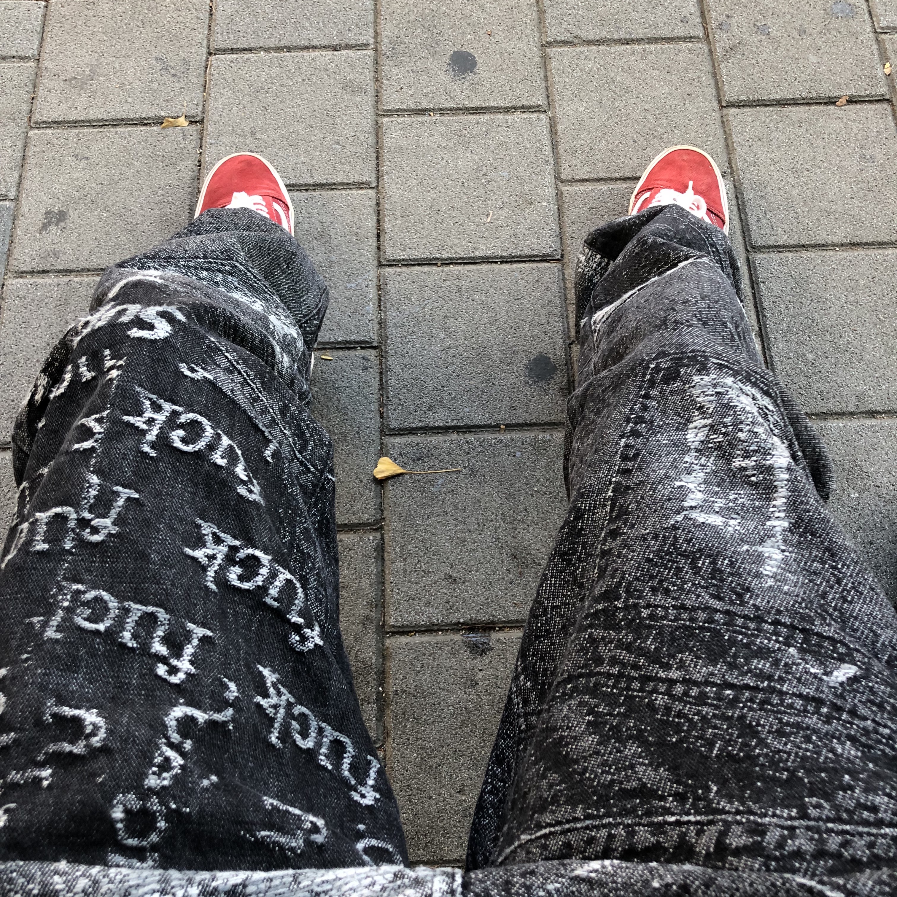 Supreme Archive Denim Jacquard Regular Jean Black - 23SS 착용 스타일