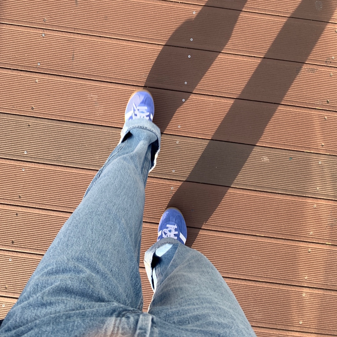 (W) Adidas Gazelle Indoor Blue Fusion Cloud White 착용 스타일 - 1