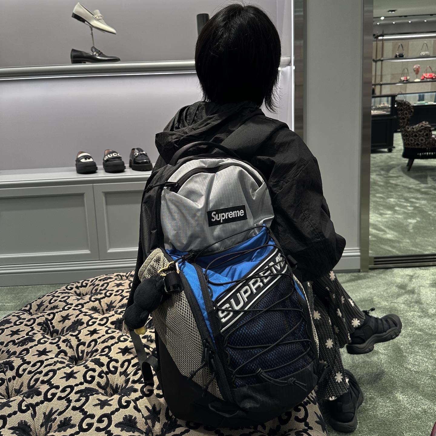Supreme Backpack Blue - 23FW 착용 스타일 - 3
