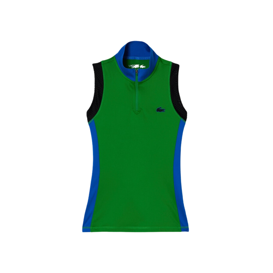 (W) Lacoste Tennis Zip Up Sleeveless Polo Shirt Green Blue Black 상세 이미지 1