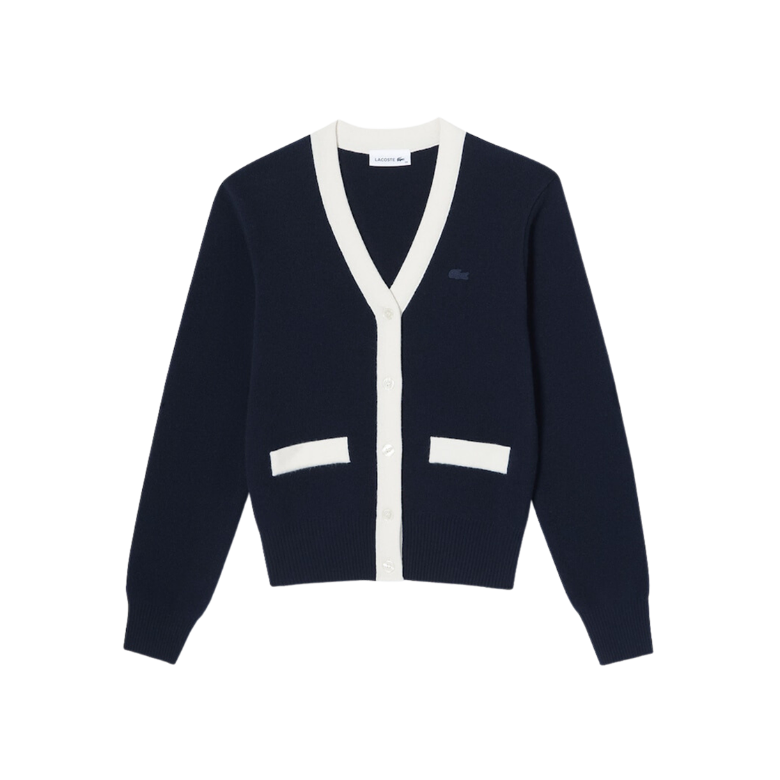 (W) Lacoste Color Block Cardigan Navy Blue 상세 이미지 1