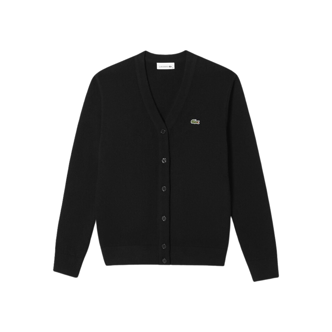 (W) Lacoste Wool Basic Cardigan Black 상세 이미지 1