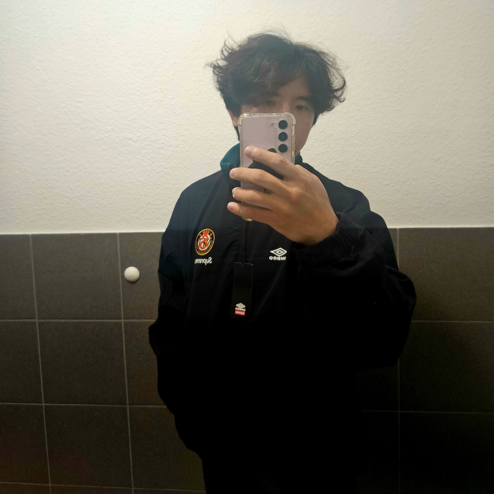 Supreme x Umbro Cotton Ripstop Track Jacket Black - 23FW 착용 스타일
