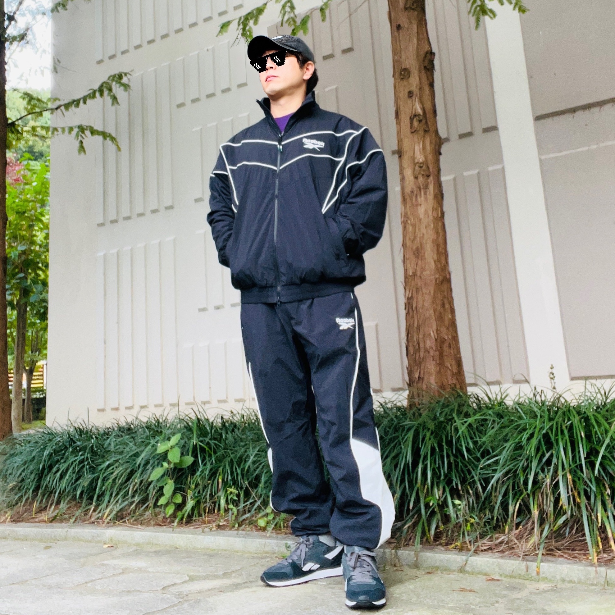 Reebok GL 3000 Pure Grey Black 착용 스타일 - 2
