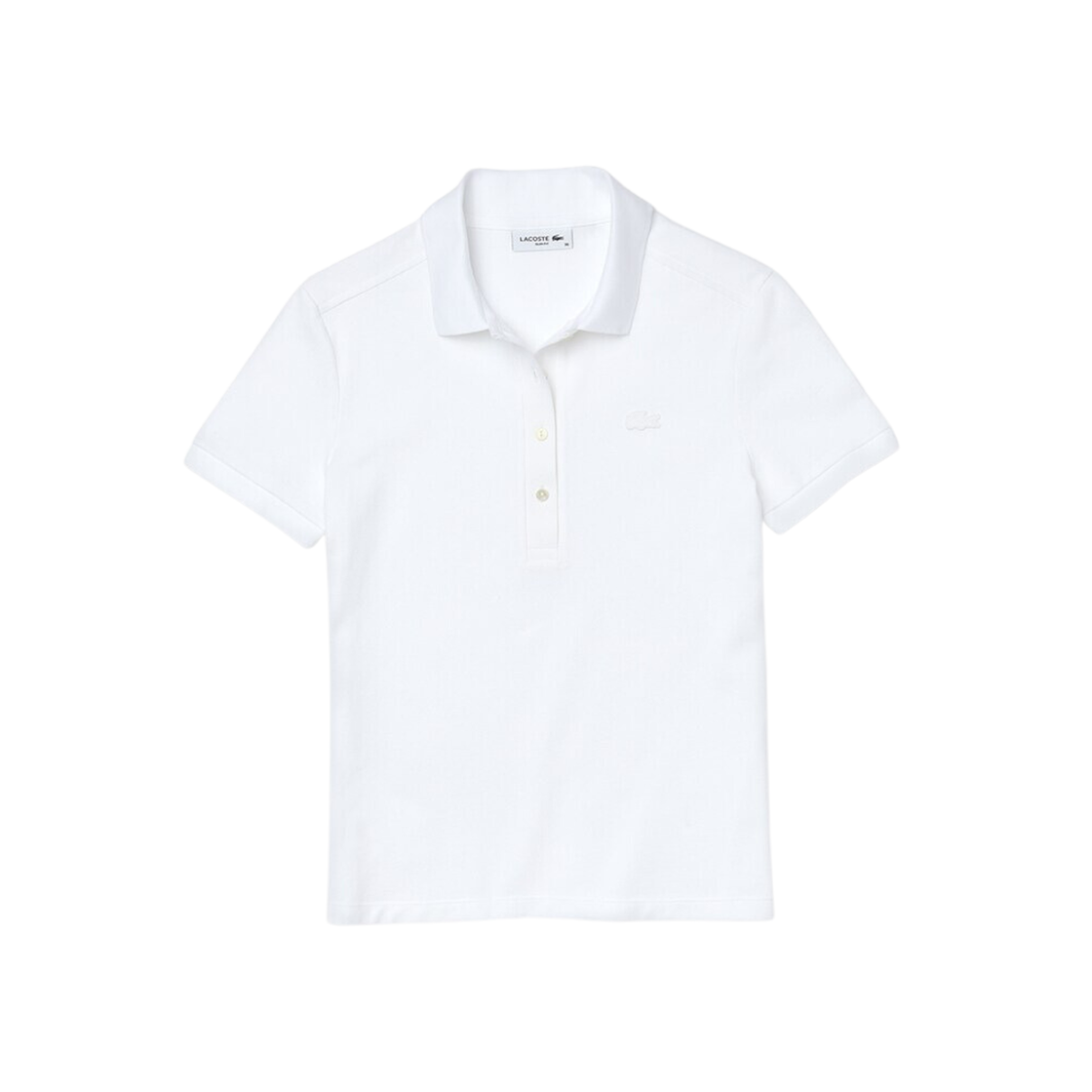 (W) Lacoste 4 Button Slim-Fit Polo Shirt White 상세 이미지 1