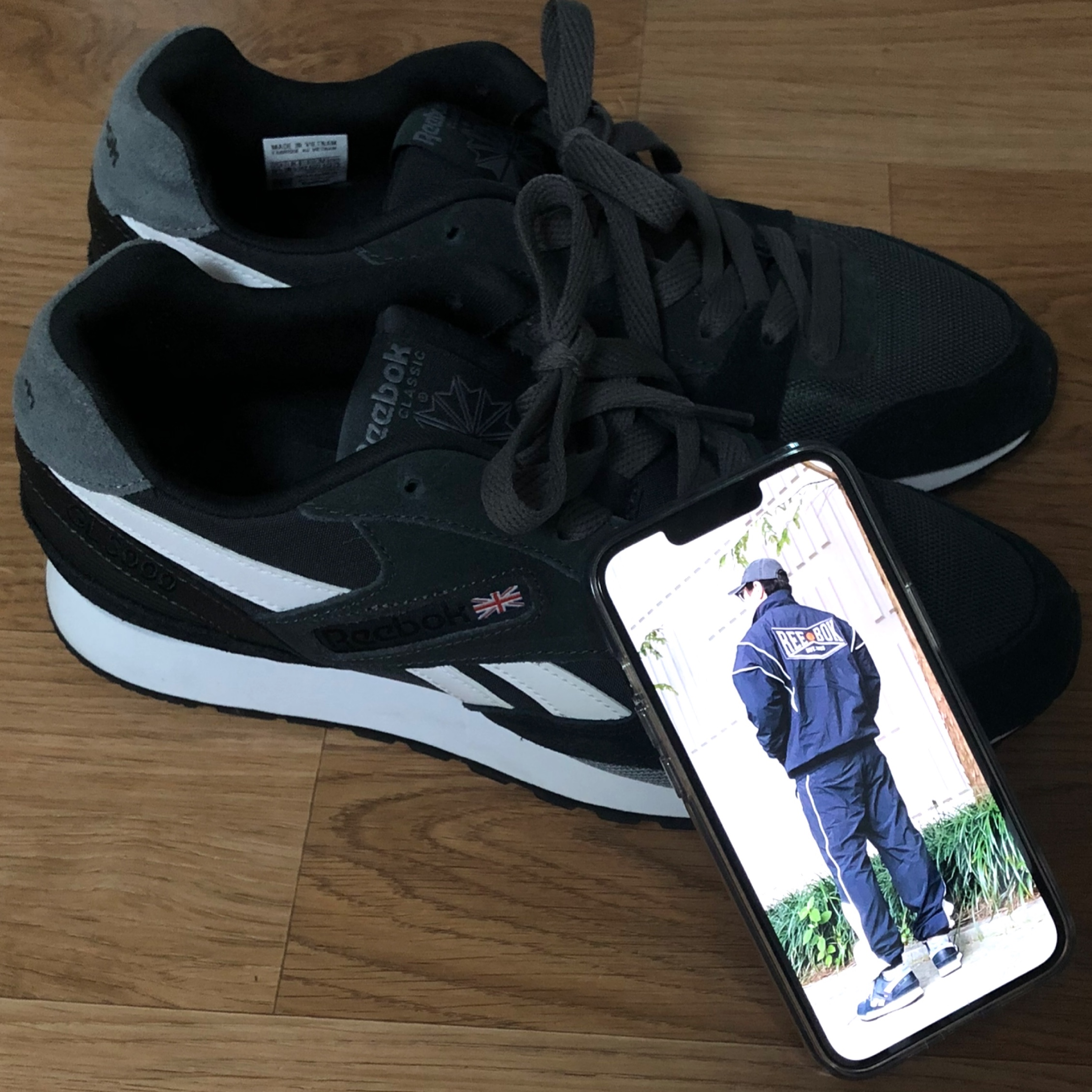 Reebok GL 3000 Pure Grey Black 착용 스타일 - 1