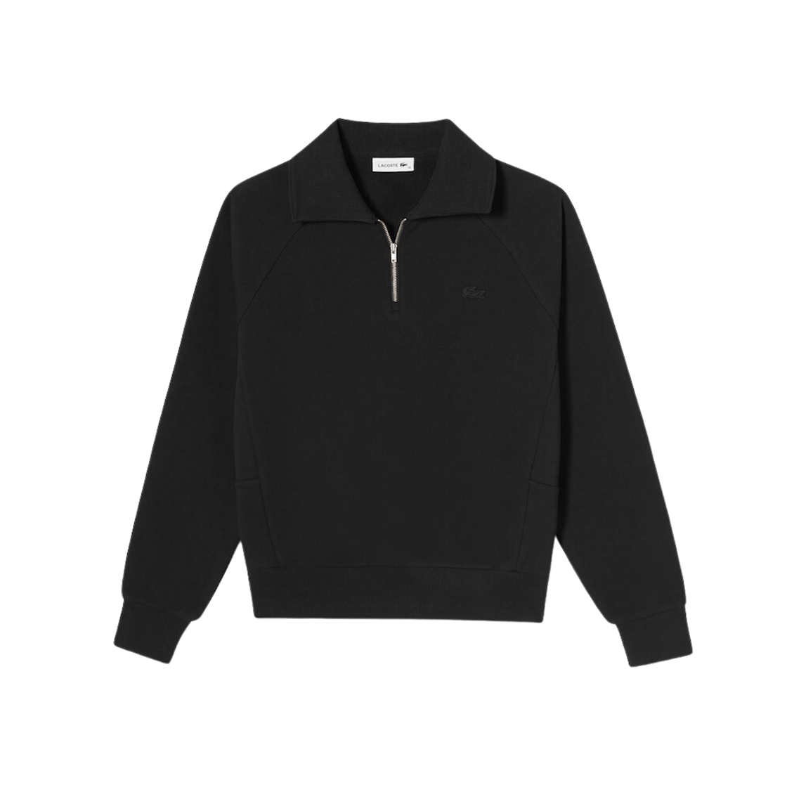 (W) Lacoste Half Zip-Up Sweatshirt Black 상세 이미지 1